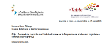 Lettre � la ministre de la Sant� et des Services sociaux
