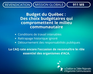 Budget 2026 : seulement 20 millions de rehaussement du PSOC