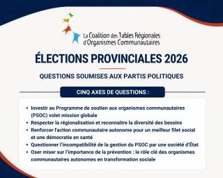➡️ De la Coalition des Tables régionales d'organismes communautaires